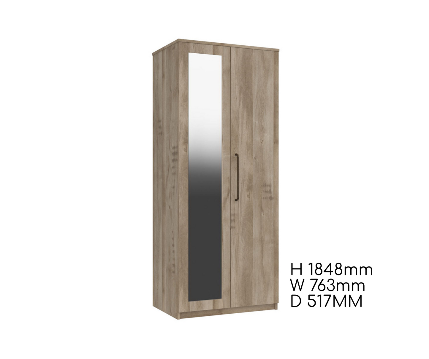 Oliver 2 Door Wardrobe with Mirror