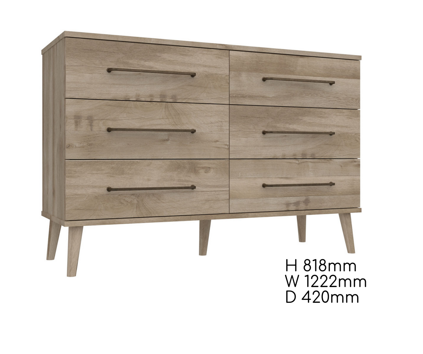 Oliver 3 Drawer Double Chest
