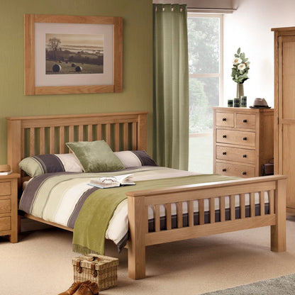 Arlington Oak Bed Frame - High & Low Foot End