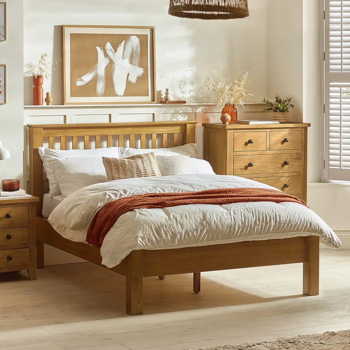 Arlington Oak Bed Frame - High & Low Foot End