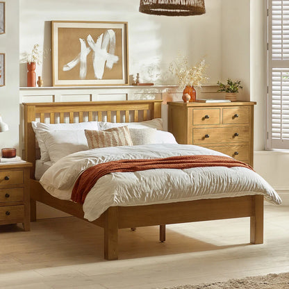 Arlington Oak Bed Frame - High & Low Foot End