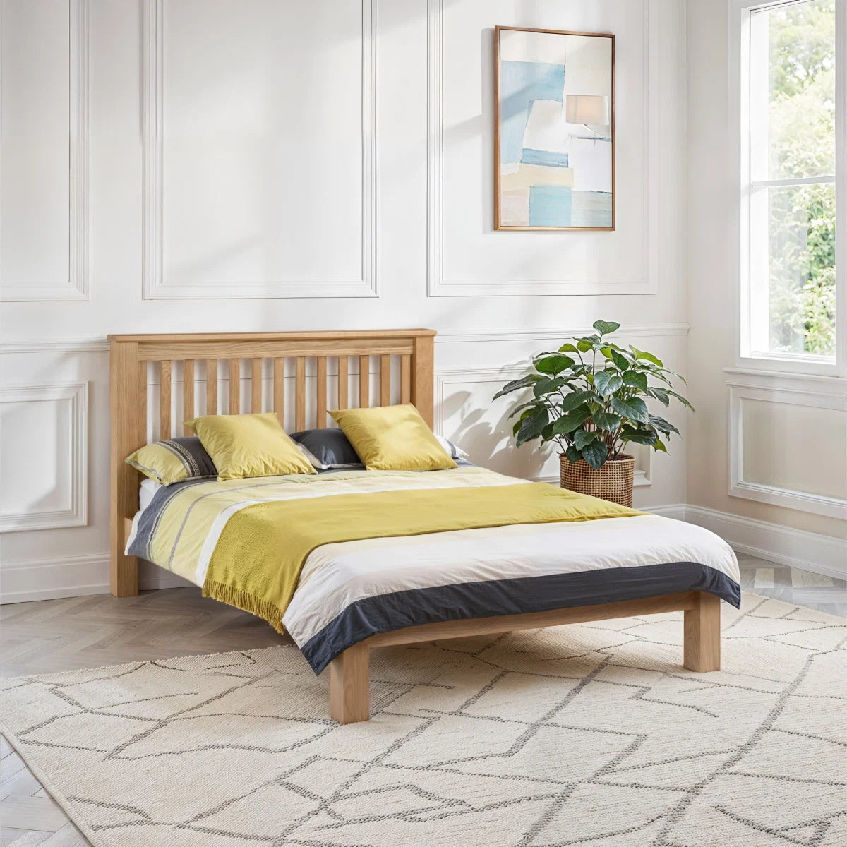 Arlington Oak Bed Frame - High & Low Foot End