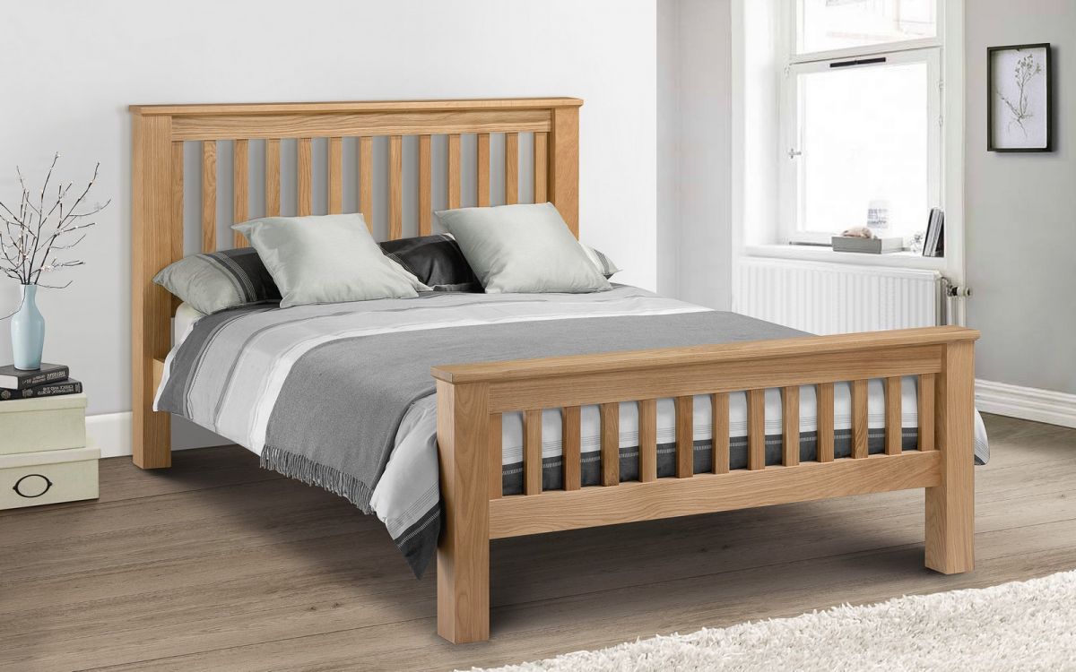 Arlington Oak Bed Frame - High & Low Foot End