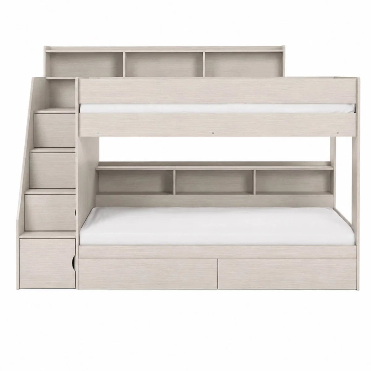 Camelot Staircase Bunk Bed - White, Anthracite & Nordic White Wood Effect