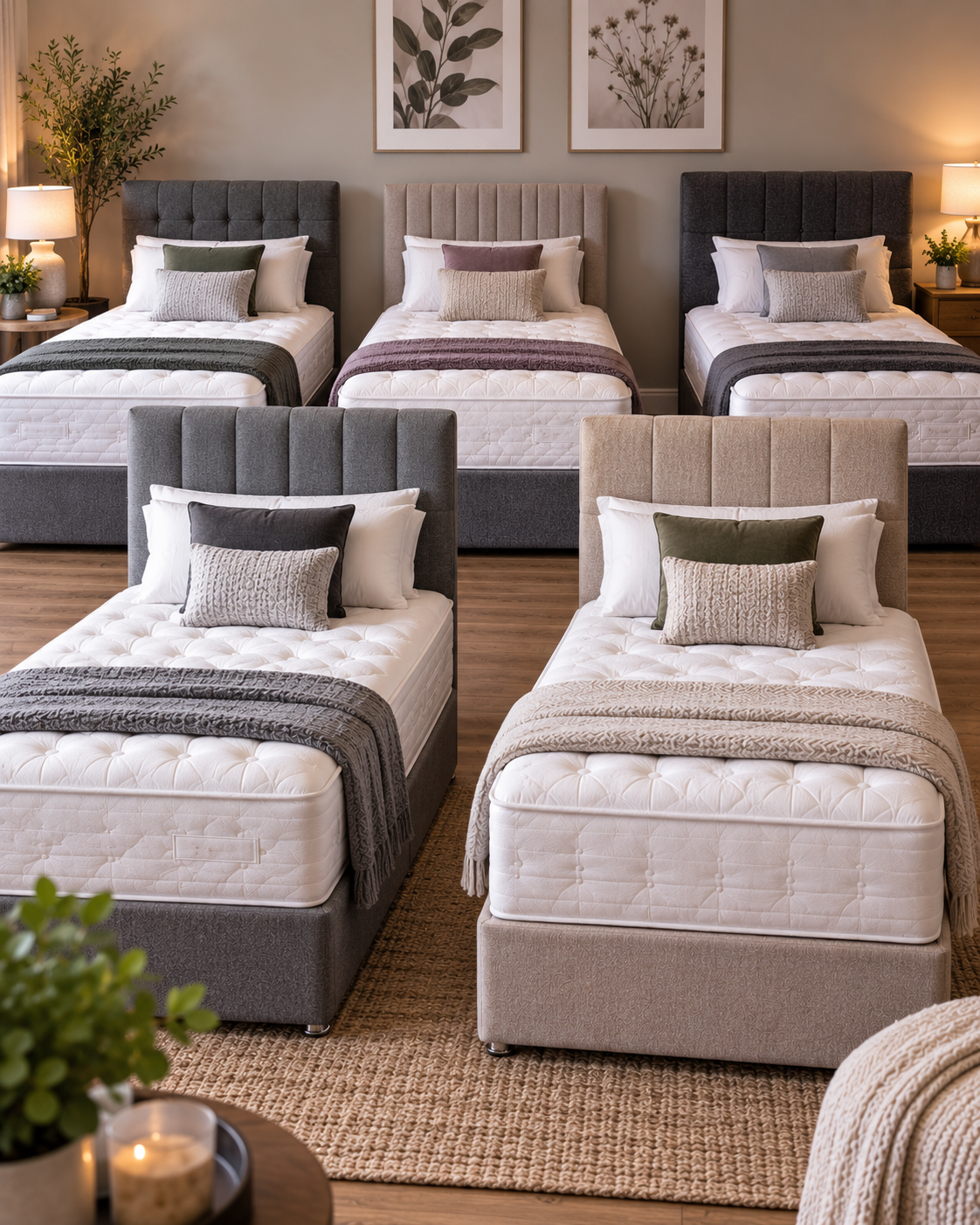 Bed and mattress illustrating the different UK mattress size options
