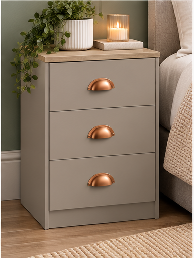 Copenhagen 3 Drawer Bedside