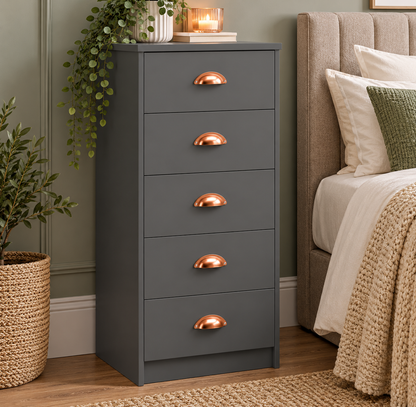 Copenhagen 5 Drawer Narrow Chest