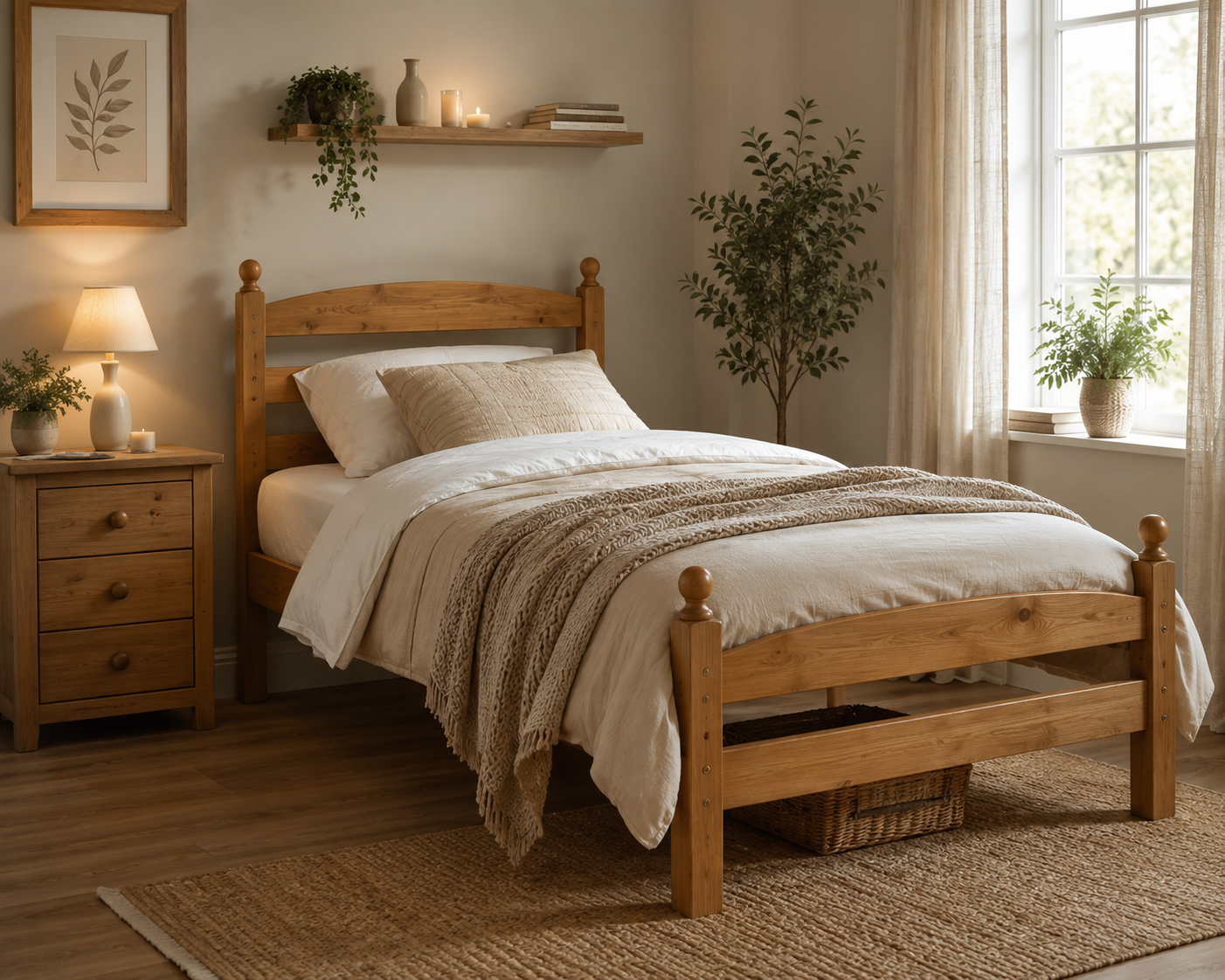 Monrose Bed Frame  -White & Pine