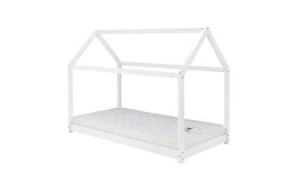 House Bed Frame - Pine, White & Grey