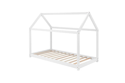 House Bed Frame - Pine, White & Grey