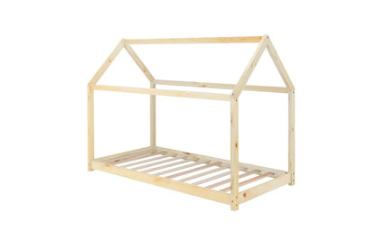 House Bed Frame - Pine, White & Grey