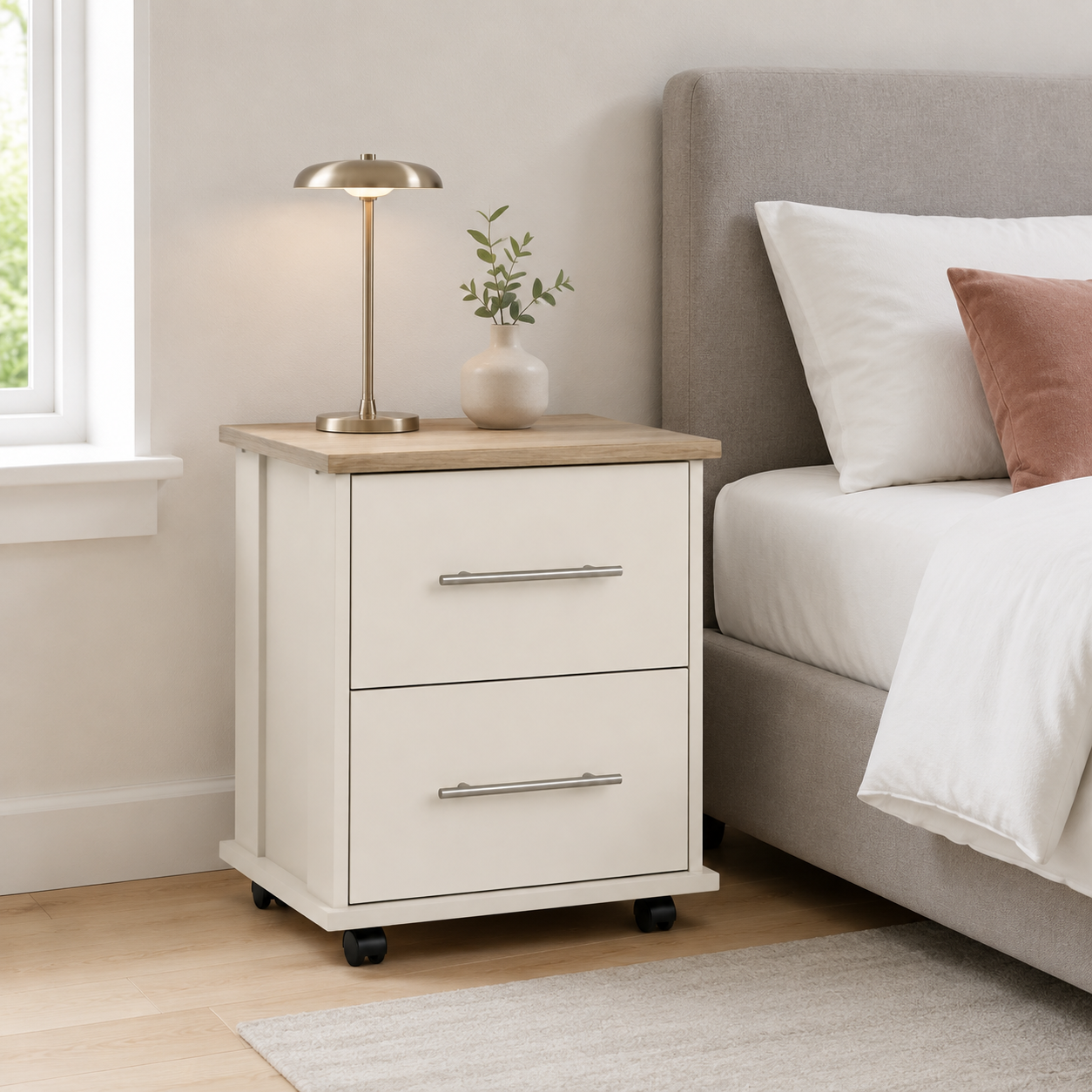 Flow 2 Drawer Bedside Table - Narrow
