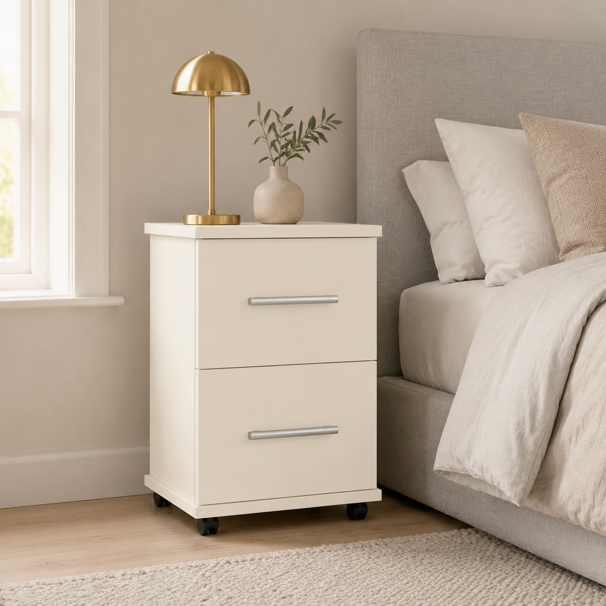 Flow 2 Drawer Bedside Table - Narrow