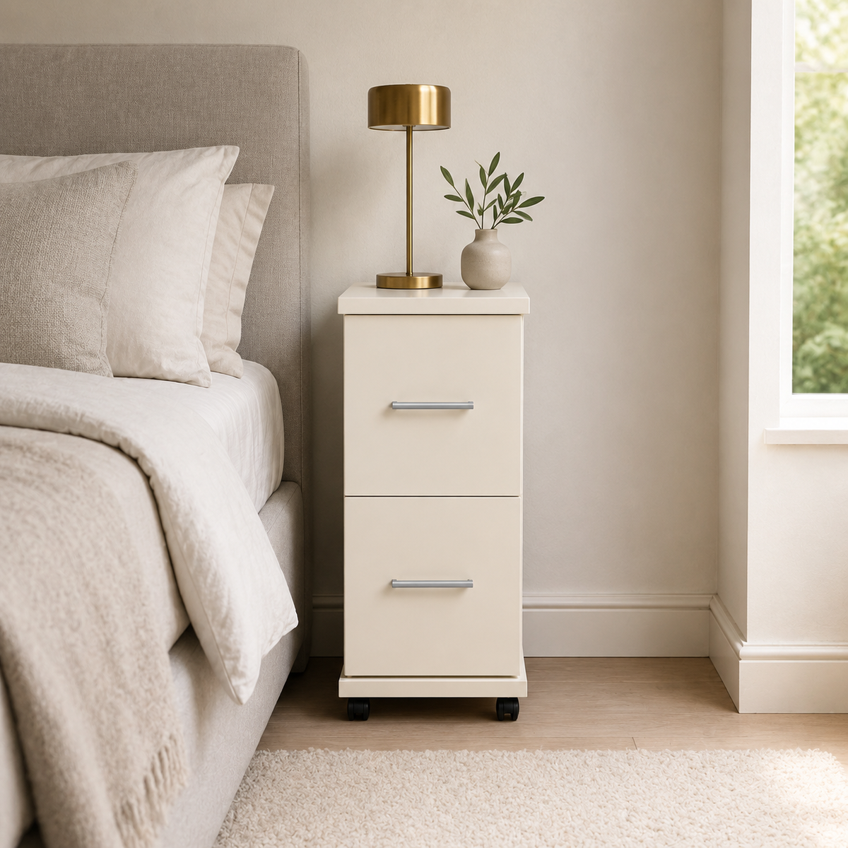 Flow 2 Drawer Bedside Table - Extra Narrow
