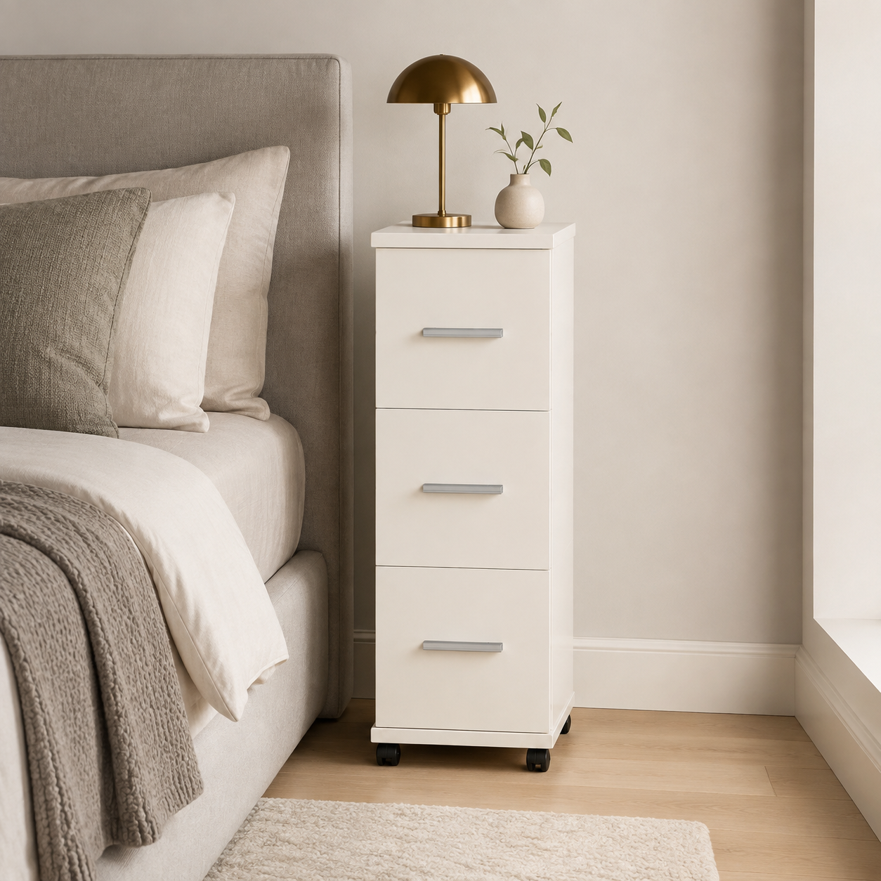 Flow 3 Drawer Bedside Table - Extra Narrow