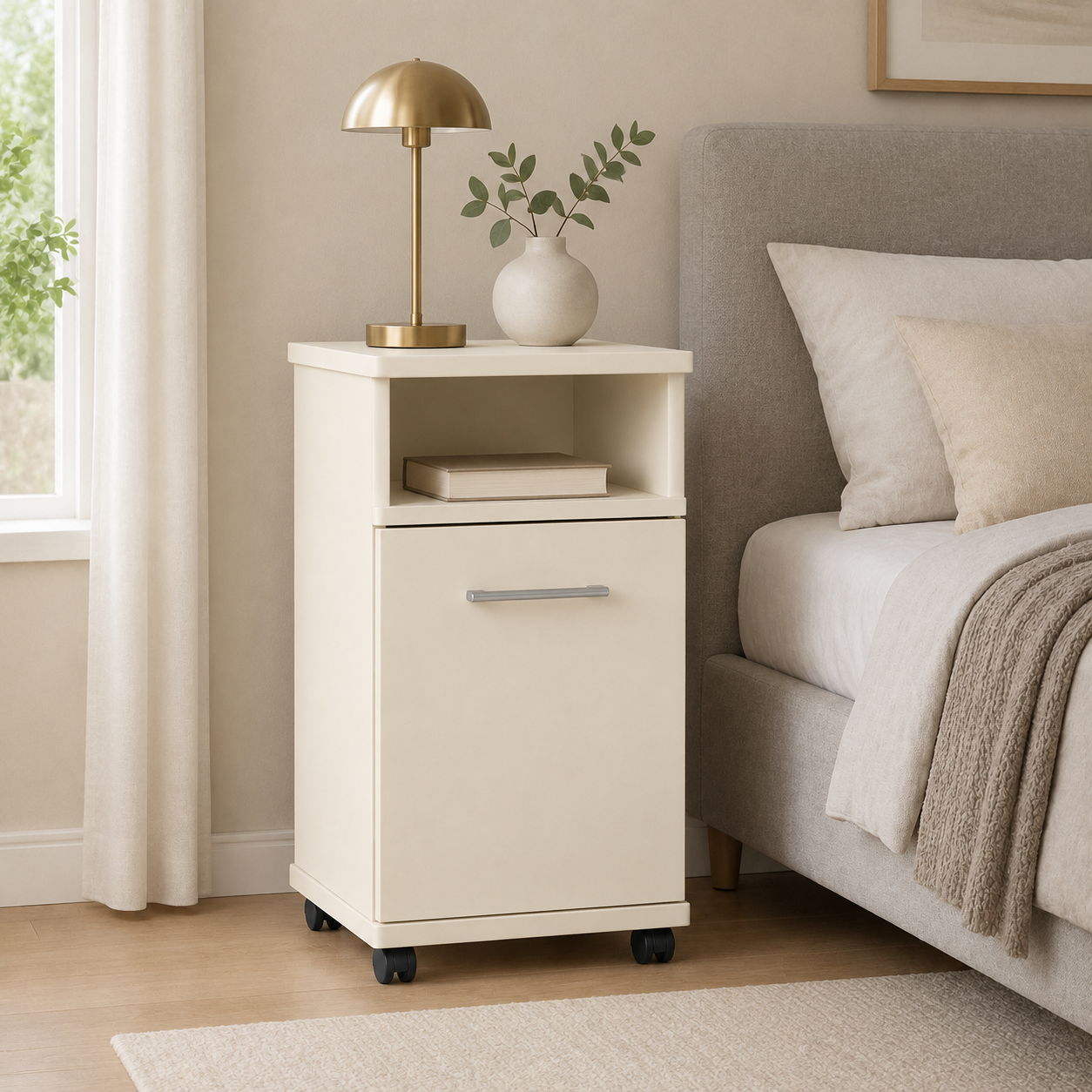 Flow Open Shelf and Door Bedside Table