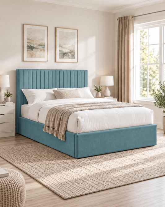 Ludlow Ottoman Bed Frame - Sky & Teal