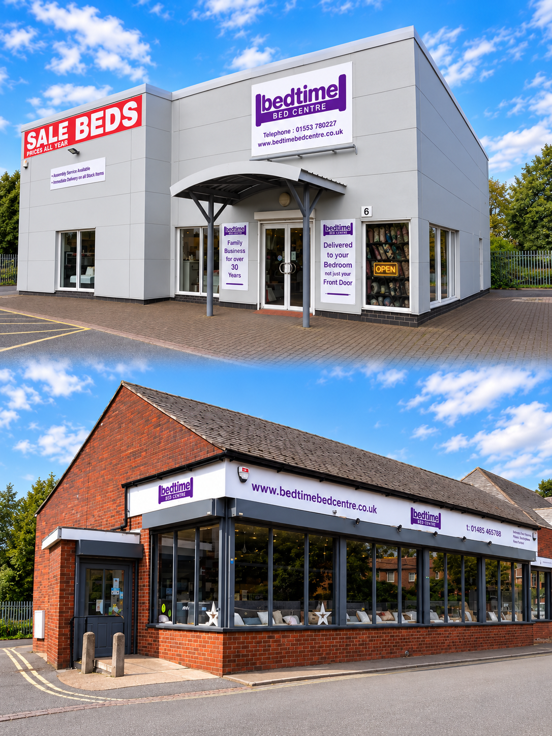 Bedtime Bed Centre showrooms in King's Lynn and Wisbech.