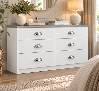 Copenhagen 6 Drawer Twin Chest (2 Deep Drawers)