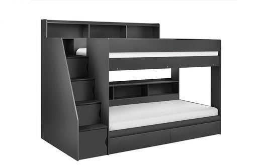 Camelot Staircase Bunk Bed - White & Anthracite