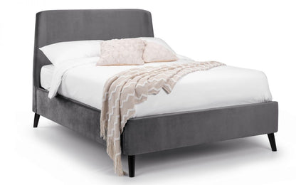 Fran Curved Velvet Bed - Teal & Grey