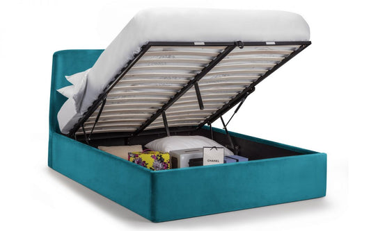 Fran Storage Ottoman Bed - Teal & Grey