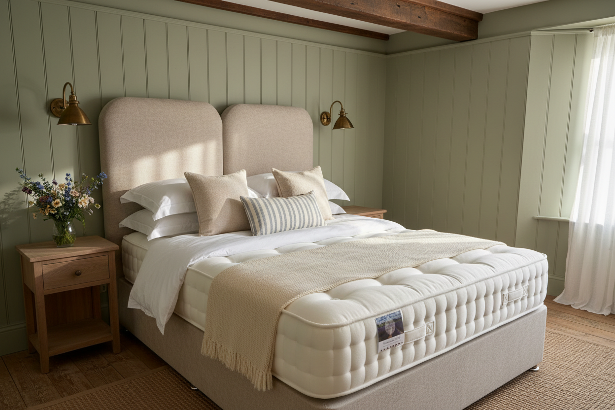 Brancaster 3000 Mattress in a country coastal bedroom lifestyle scene