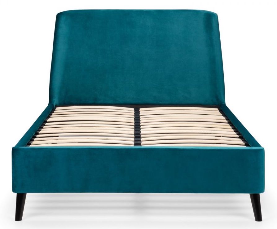 Fran Curved Velvet Bed - Teal & Grey