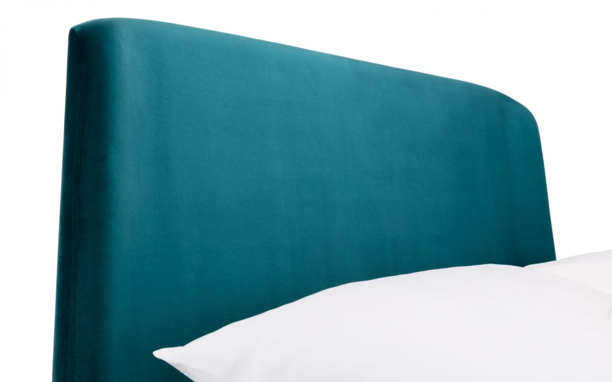 Fran Curved Velvet Bed - Teal & Grey