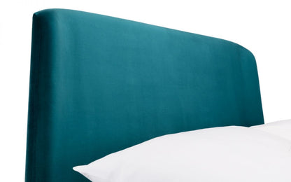 Fran Curved Velvet Bed - Teal & Grey