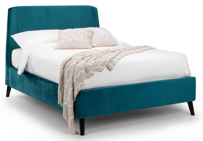 Fran Curved Velvet Bed - Teal & Grey