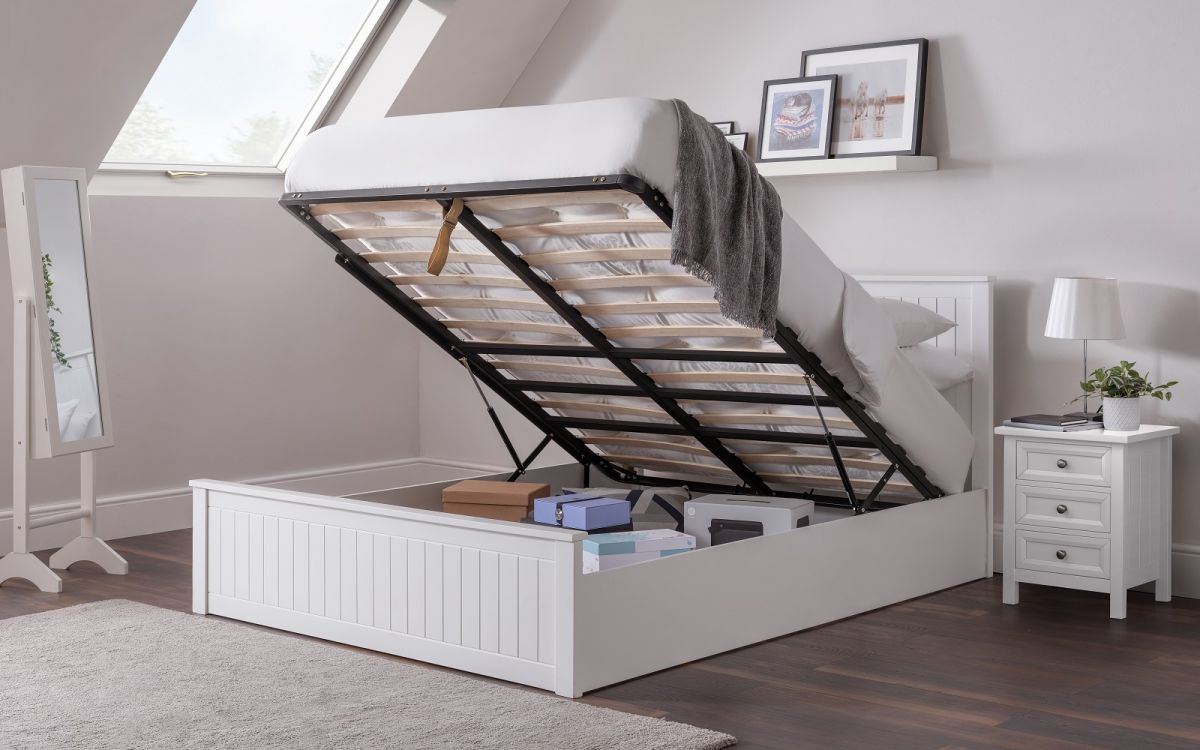 Mandy Storage Ottoman Bed - Surf White