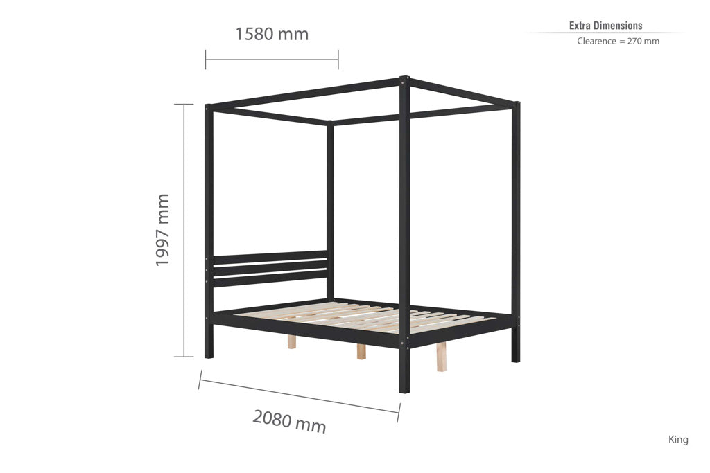 Mercia Four Poster Bed - Black & White