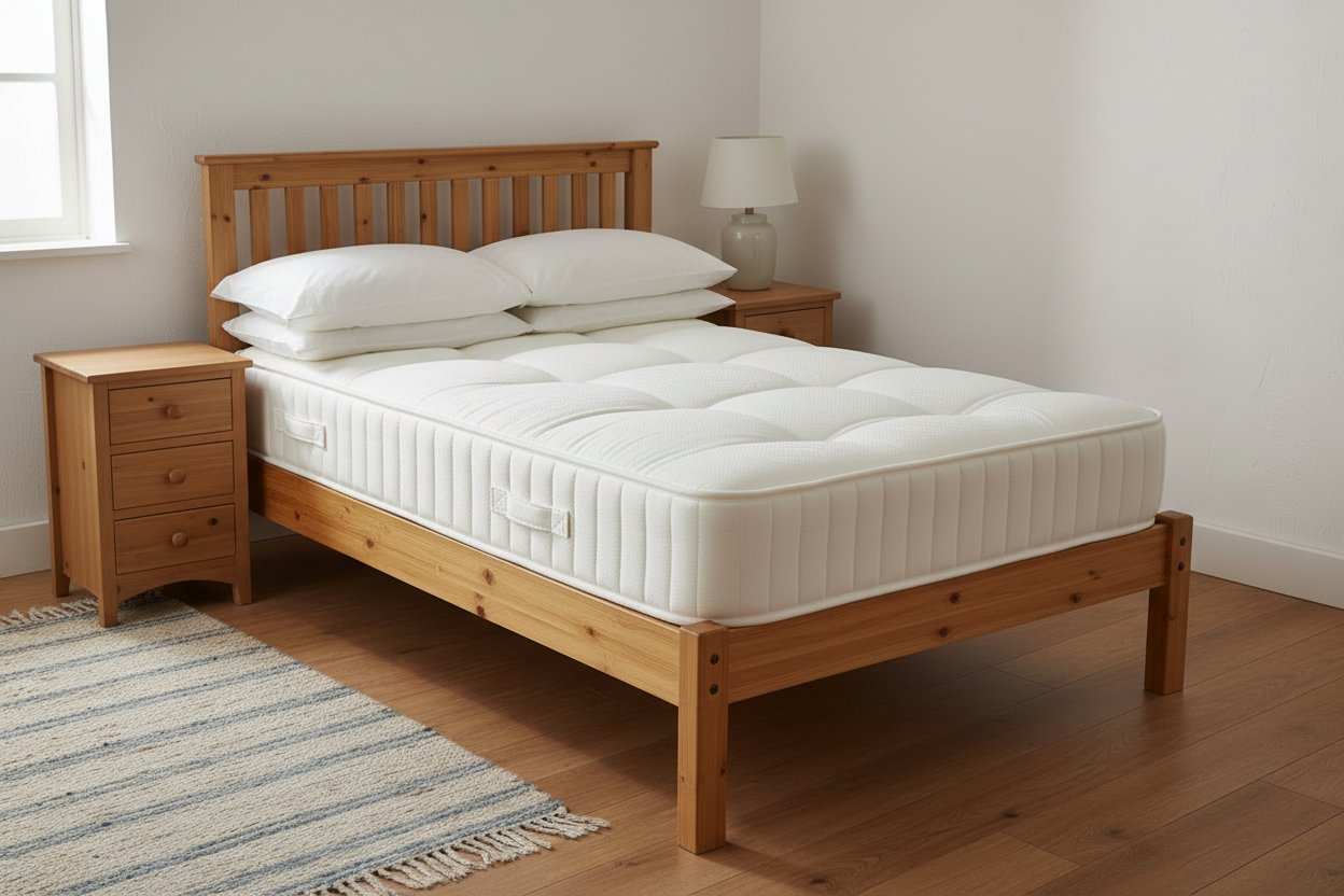 Sussex Mattress slim on Barton pine frame