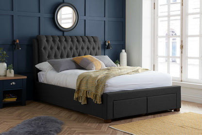 Valentino 2 Drawer Bed Frame - Grey & Charcoal