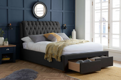 Valentino 2 Drawer Bed Frame - Grey & Charcoal