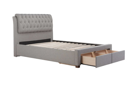 Valentino 2 Drawer Bed Frame - Grey & Charcoal