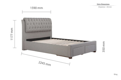 Valentino 2 Drawer Bed Frame - Grey & Charcoal