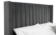 Langham Scalloped Headboard Ottoman Storage Bed - Grey